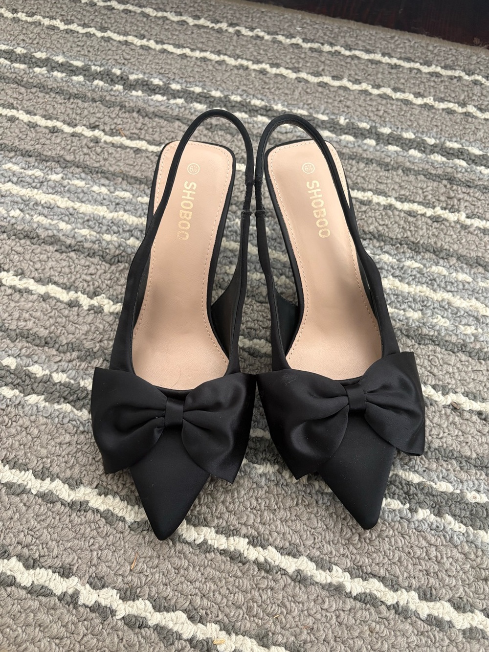 Elegant Black Bow Slingback Heels for Women